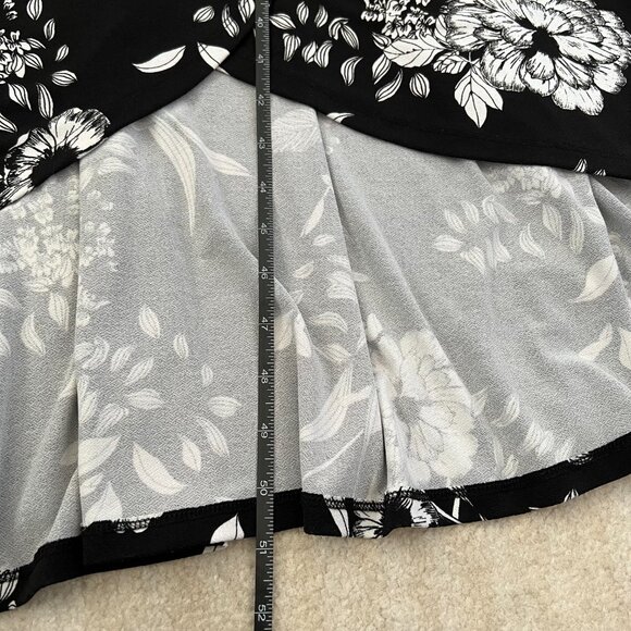 3 for $6 INC Summer Floral Faux Wrap Black White Dress L - Picture 5 of 8